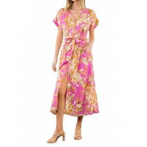 NEW THML mia v neck floral dress in pink